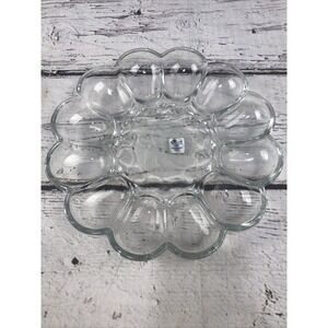 NEW Princess House Fantasia Crystal Deviled Egg Server Platter 10" #591 NIB